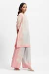 Shop_Satya Paul_Pink Linen Embellished Floral Lace Round Paradise Kurta And Flared Pant Set _Online_at_Aza_Fashions