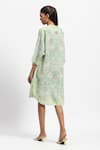 Shop_Satya Paul_Green Linen Printed Floral Mandarin Collar Summer In Shimla Tunic _at_Aza_Fashions