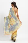 Shop_Satya Paul_Yellow Silk Crepe Printed Flower Lemon Love Saree With Running Blouse _at_Aza_Fashions