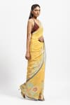 Buy_Satya Paul_Yellow Silk Crepe Printed Flower Lemon Love Saree With Running Blouse _Online_at_Aza_Fashions