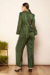 Shop_Babita Malkani_Green Silk Abstract Ripple Print Asymmetric Blazer Top _at_Aza_Fashions