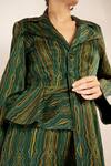 Babita Malkani_Green Silk Abstract Ripple Print Asymmetric Blazer Top _Online_at_Aza_Fashions