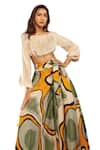 Babita Malkani_Ivory Silk Embroidery Off-shoulder Off Top _Online_at_Aza_Fashions