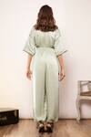 Shop_Babita Malkani_Green Satin Collared Drawstring Jumpsuit _at_Aza_Fashions