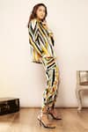 Babita Malkani_Black Satin Abstract Print Drawstring Pant _Online_at_Aza_Fashions