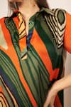 Babita Malkani_Green Satin Printed Abstract Collar Shirt Dress _Online_at_Aza_Fashions