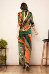 Shop_Babita Malkani_Green Satin Embroidery Collared Geometric Print Layered Jacket _at_Aza_Fashions