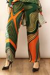 Babita Malkani_Green Silk Satin Printed Geometric High Waisted Pant _Online_at_Aza_Fashions