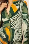 Babita Malkani_Green Satin Printed Swirl Collar Asymmetric Blazer _Online_at_Aza_Fashions