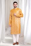 Buy_Aham-Vayam_Yellow Cotton Embellished Sequin Ambar Kurta Pant Set _Online_at_Aza_Fashions