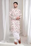 Aham-Vayam_Cream Cotton Embroidered Thread Pushp Kurta With Patiyala _at_Aza_Fashions