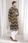 Aham-Vayam_Green Cotton Silk Embellished Mirrorwork Mahotsav Kurta With Patiala _at_Aza_Fashions