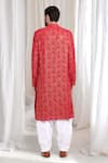 Shop_Aham-Vayam_Red Cotton Embroidered Thread Mridul Paisley Kurta With Patiala _at_Aza_Fashions