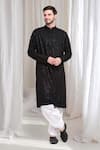 Buy_Aham-Vayam_Black Cotton Embroidered Thread Mrinaal Checkered Kurta With Patiala _at_Aza_Fashions