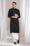 Aham-Vayam_Black Cotton Embroidered Thread Mrinaal Checkered Kurta With Patiala _Online