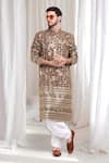 Shop_Aham-Vayam_Beige Cotton Embellished Sequin Kashish Kurta Patiala Set _Online_at_Aza_Fashions