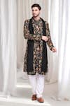 Aham-Vayam_Black Cotton Embroidery Floral Bloom Kurta Churidar Set _at_Aza_Fashions