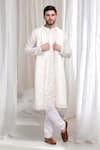 Buy_Aham-Vayam_Cream Cotton Embroidery Geometric Firdaus Kurta Churidar Set _at_Aza_Fashions