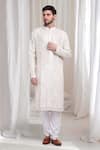 Buy_Aham-Vayam_Cream Cotton Embroidery Geometric Firdaus Kurta Churidar Set _Online_at_Aza_Fashions