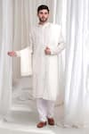 Buy_Aham-Vayam_Cream Cotton Embroidery Geometric Firdaus Kurta Churidar Set 