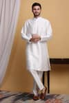 Buy_Aham-Vayam_Ivory Cotton Silk Embroidery Honeycomb Kohima Pattern Jacket Pant Set _Online_at_Aza_Fashions