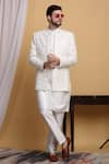 Buy_Aham-Vayam_Ivory Cotton Silk Embroidery Flower Vine Jacket Pant Set _at_Aza_Fashions