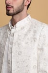 Shop_Aham-Vayam_Ivory Cotton Silk Embroidery Flower Vine Jacket Pant Set 