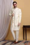 Buy_Aham-Vayam_Cream Cotton Silk Embroidery Geometric Zardozi Jacket Pant Set _at_Aza_Fashions