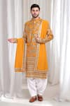 Buy_Aham-Vayam_Yellow Cotton Embroidery Sequins Kashish Kurta And Patiala Set _at_Aza_Fashions