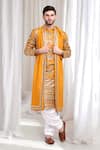 Aham-Vayam_Yellow Cotton Embroidery Sequins Kashish Kurta And Patiala Set _at_Aza_Fashions