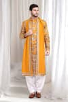 Buy_Aham-Vayam_Yellow Cotton Embroidery Sequins Kashish Kurta And Patiala Set 