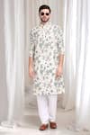 Buy_Aham-Vayam_White Cotton Embroidery Floral Pushp Kurta With Churidaar 