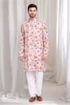 Aham-Vayam_Pink Cotton Embroidery Floral Pushp-varsha Kurta With Churidaar _Online_at_Aza_Fashions