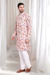 Shop_Aham-Vayam_Pink Cotton Embroidery Floral Pushp-varsha Kurta With Churidaar _Online_at_Aza_Fashions