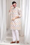 Buy_Aham-Vayam_Ivory Cotton Embroidery Sequins Jashn Kurta With Churidaar _at_Aza_Fashions