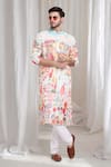 Buy_Aham-Vayam_Cream Cotton Embroidery Floral Van-upwan Kurta With Churidaar _at_Aza_Fashions