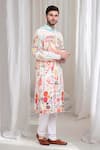 Buy_Aham-Vayam_Cream Cotton Embroidery Floral Van-upwan Kurta With Churidaar _Online_at_Aza_Fashions