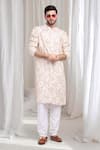 Buy_Aham-Vayam_Ivory Cotton Embroidery Thread Phool Kurta With Churidaar _at_Aza_Fashions