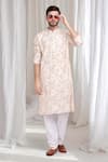 Shop_Aham-Vayam_Ivory Cotton Embroidery Thread Phool Kurta With Churidaar 