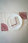 Inheritance India_White 100% Cotton Rangoli Print Table Mat And Napkin Set _Online_at_Aza_Fashions