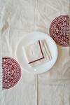 Shop_Inheritance India_White 100% Cotton Rangoli Pattern Table Mat And Napkin Set _at_Aza_Fashions