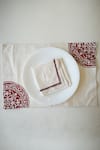 Inheritance India_White 100% Cotton Rangoli Pattern Table Mat And Napkin Set _Online_at_Aza_Fashions