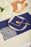 Inheritance India_Blue 100% Cotton Rangoli Work Table Mat And Napkin Set _Online_at_Aza_Fashions