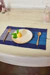 Shop_Inheritance India_Blue 100% Cotton Wave Block Print Table Mat And Napkin Set _at_Aza_Fashions