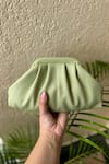 Shop_Bhavna Kumar_Green Textured Puffed Clutch _at_Aza_Fashions