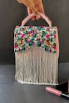 Shop_Bhavna Kumar_Multi Color Crystal Stone Fringe Petal Studded Clutch Bag 