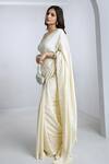 Shop_Komal Shah_Cream Silk Embroidered Sequin Scoop Plain Saree With Blouse _Online_at_Aza_Fashions