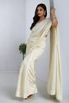 Buy_Komal Shah_Cream Silk Embroidered Sequin Scoop Plain Saree With Blouse 