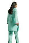 Wazir C_Sky Blue Muslin Embroidery Kashmiri Aari Round Gul Kurta With Pant _Online_at_Aza_Fashions