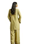 Shop_Wazir C_Green Muslin Embroidery Kashmiri Tilla V-neck Gul Kurta With Pant _Online_at_Aza_Fashions